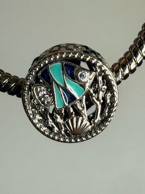 Authentic Pandora Ocean Fish Charm – Sterling Silver (S925 ALE) with Enamel & CZ